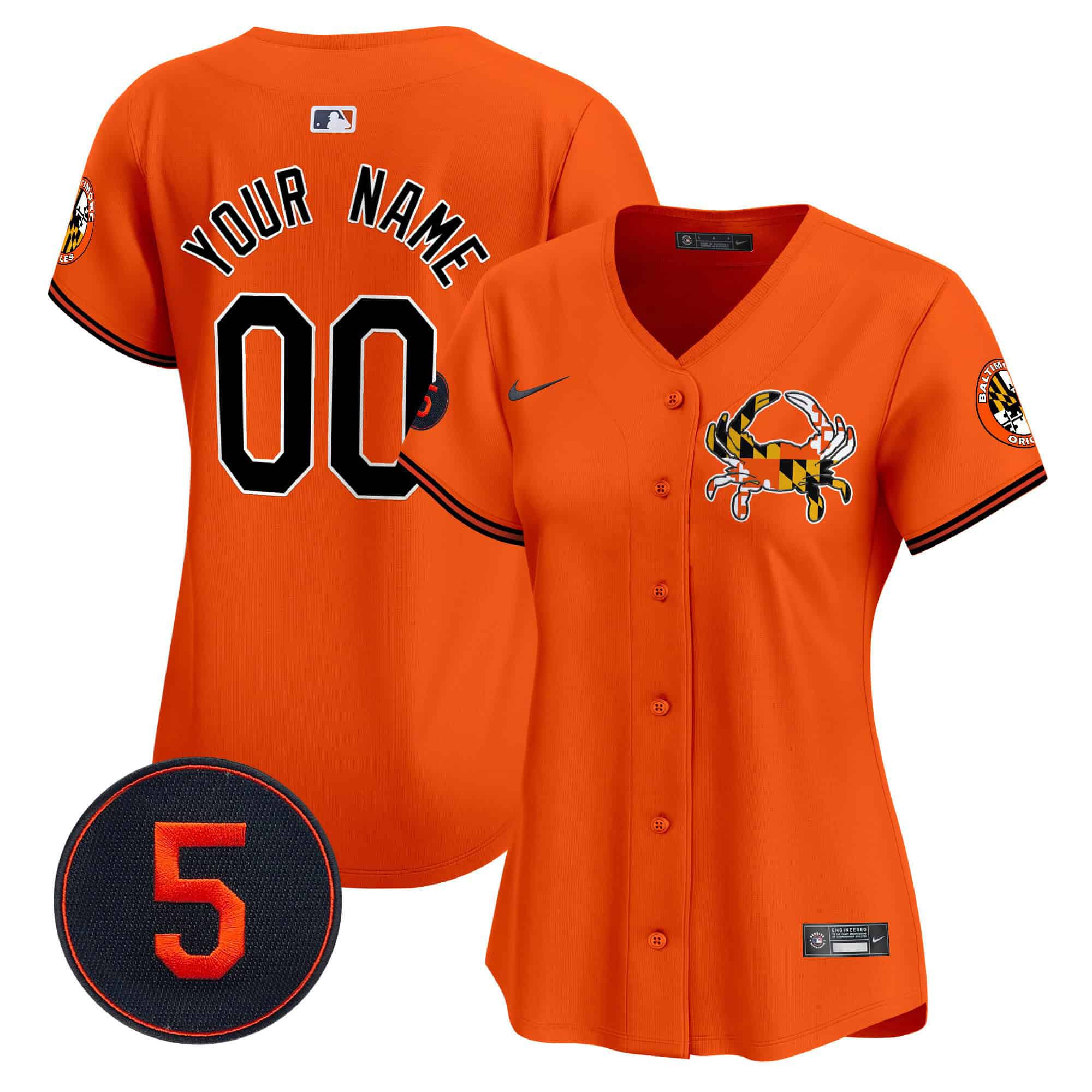 Women Baltimore Orioles Orange 2024 Nike Robinson Patch Vapor Premier Limited Custom MLB Jersey->->